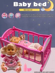 26厘米逼真婴儿娃娃玩具，可喝水和排尿，儿童互动游戏套装，可折叠婴儿车玩具，女孩公主车玩具