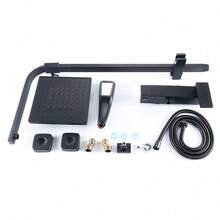 Shower System With Thermostat Shower Fitting Rain Shower Shower Shower Column Shower Set - 黑色 - 查看 6