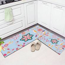 1 pieza, Decoración para el hogar, Alfombra, felpudo o tapete de cerámica de diatomita con patrón floral vintage impreso, antideslizante, rectangular con impresión 3D, apto para sala de estar, dormitorio, pasillo, baño, lavandería - Alfombras de poliéster, aptas para decoración de interiores y exteriores del hogar