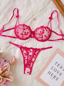 Damen 2-teiliges sexy Spitze Besticktes Lingerie Set, geeignet für den täglichen Gebrauch, Valentinstag, Dates, Raves