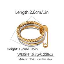 1pc New Multi-Layer 18K Gold Plated Ring, Gift - Stainless Steel Ring - View 8
