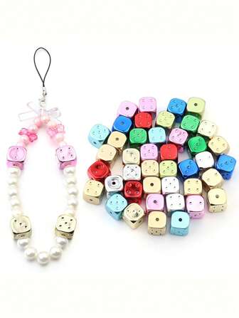 10 Pieces Random 14mm Acrylic Sieve UV Plated Solid Color With Holes Beaded DIY Handmade Material Mobile Chain Keychain Pen Decorative Accessories