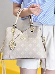 今年流行三件套母女包经典大容量女士休闲手提包高端气质女士老花包 - 米色 - 查看 4