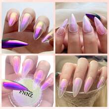 Unicorn Chrome Nail Powder, Aurora Unichrome Mermaid Aurora Pigment Pearlescent Nail Art Glitter Dust Decoration For Home DIY Salon Manicure - Cyber Mirage,7118441 - Màu tím - Xem 7