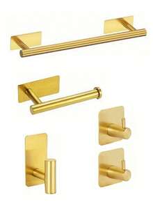 1 pieza Toallero autoadhesivo, Barra de toallas de acero inoxidable, Estante colgante de pared, Toallero resistente a la oxidación, Accesorios de baño