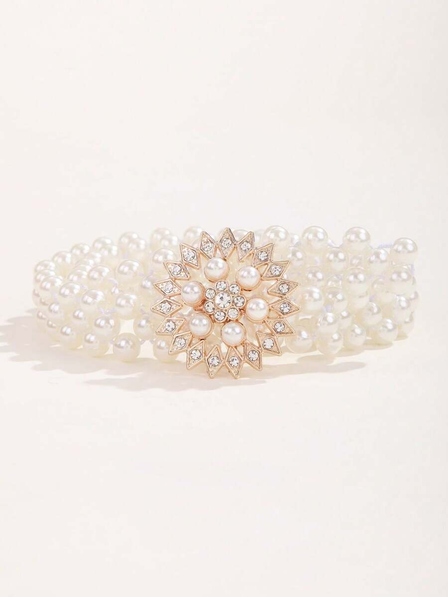1pc Elegant Pearl Waist Chain, Suitable For Summer, Autumn, Halloween And Other Occasions - White - View 1