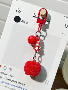 1 件 3D 生动水果铃铛学生背包吊饰，橙子、火龙果、菠萝、桑葚装饰