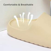 Cloud Slides For Women And Men, Platform Slides Slippers, Non-Slip Quick Drying Soft Lightweight Shower Shoes, Thick Sole Open Toe Slides Sandals For Indoor & Outdoor - Beige - View 6