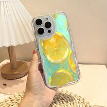 Funda para teléfono 1 pieza PhoneX/ 11/ 12/ 13/ 14/ 15/ 16 Pro |   Funda para teléfono Wave |   Chicas y hombres lindos |   Impreso Con Rodajas De Limón Flotando Refrescante - transparente - Ver 3