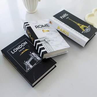 3/2/1 szt., fałszywa książka, książka dekoracyjna, książki dekoracyjne, książki modowe, międzynarodowa nazwa miasta (Paryż, Londyn, Rzym) składana dekoracja w postaci fałszywej książki. Modny styl domowy, odpowiedni do wielu scenariuszy (dekoracja pokoju, wystrój domu, dekoracja sypialni, wystrój salonu, wystrój biura, wystrój łazienki, / wystrój biurka, szafka pod telewizor, hol, regał) różne prezenty świąteczne.