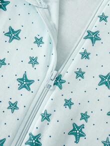 1 Pc Baby Boys 0-24 Months  Two Way Zipper Striped Print Jumpsuits Fall Winter - Green - View 4