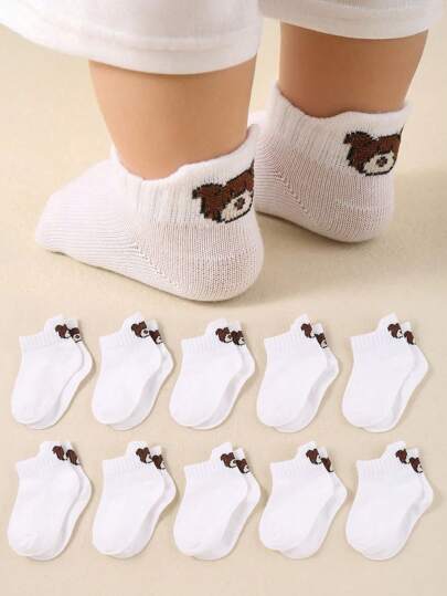 20 Pairs Soft Baby Socks With Cute Bear Pattern & Anti-Slip Heel, Unisex Boys Girls Toddler Stay-On Socks, Breathable Comfortable Non-Binding No-Slip Design, 0-36 Months For Daily Wear All Seasons, Baby Socks, Newborn Socks, Toddler Socks, Infant Socks, Stay-On Socks, Christmas Gift Newborn Gift Baby Shower Essentials