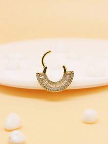 1pc Diamond Zirconia Septum Nose Ring, Cartilage Earring - Yellow Gold - View 17