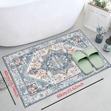 1 pieza Alfombra de silicona antideslizante con estampado floral del sudeste asiático, alfombra, tapete, impresión 3D rectangular, adecuado para sala de estar, dormitorio, pasillo, baño, lavandería - Alfombra de poliéster para decoración del hogar interior y exterior
