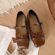 Ballerinas With Flat Sole And Bow Decoration For A Comfortable Everyday Look Punk Basic Buckle Outdoor - 豹紋 - 查看 4