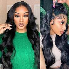 Short Bob Wigs Human Hair 13x6 Lace Front Wigs Human Hair Pre Plucked Wigs For Black Women Short Glueless Wig Body Wave Lace Front Human Hair Wig Beginners Friendly 250% Density - Natural Black - 查看 6