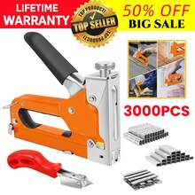 AutoFu Heavy Duty Hand Tacker Staple Gun - 3000 Staples 3 Type Nails Stapler, 3 In 1 Upholstery Stapler For Fixing Material, Decoration, Carpentry, Furniture, Doors And Windows Back To School - Orange - View 12