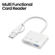 Type-C+USB Dual Connector Three In One Multifunctional Card Reader TF/SD/USB Three In One Card Reader For Mobile Phones, Cameras, Drones, And Computers - White - View 3