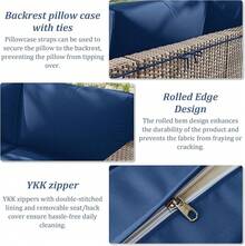 14 Pcs Outdoor Cushion Slipcovers Outdoor Patio Cushion Covers Waterproof With Zipper Outdoor Furniture, Patio Sofa Couch 3 Sizes, Covers Only - 藍色 - 查看 1