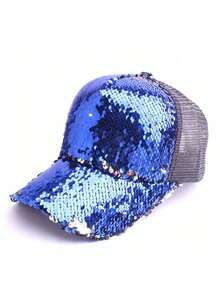 1顶亮片棒球帽，粉色，女士时尚鸭舌帽，透气遮阳帽 - A - 查看 4