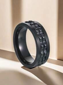 1 szt. Obrotowy pierścień zębaty ze stali tytanowej, pierścień na palec z motywem koła zębatego łagodzącego stres i przeciwlękowego