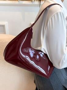 Bolsa Feminina Retro Brilhante de Ombro Fechamento em Ziper