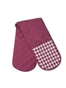 1pc Heat-Resistant Houndstooth Oven Mitt – Seamless One-Piece Kitchen Glove For Pot & Bowl Holding, Baking, Cooking & Microwave Use. Available In Black, White, Burgundy, And Blue. - Multicolor - View 6