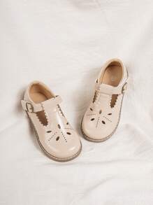 Fashion Retro Girls Elegant Mary Jane Flats, Beige Princess Shoes For School, Performance Or Everyday Wear