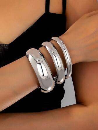 3pcs/Set Luxurious Elegant Circular Bangle Bracelet Set For Women, Suitable For Evening Party/Date
