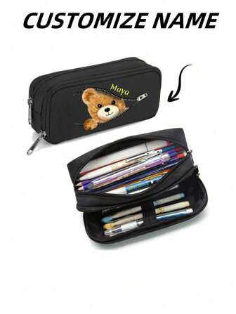 1 Customizable Creative Pencil Case With Cartoon Patterns And Decorations, Cute Childlike Style, Belonging To Student Stationery Storage Supplies, Meeting The Needs Of Personalized Customization.