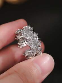 1pc Exquisite Many Three-Dimensional Small Flowers Rings For Women Engagement Cubic Zirconia Gifis Daily Wear Copper Jewelry