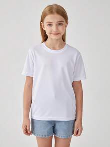 Custom Personalized T-Shirt, Girls Sport T-Shirt, Breathable, A Gift, - Add Images To Design Your Own Personalized Printed T-Shirt - White - View 2