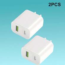 1/2/3/4 件装 USB-C 墙充，双端口 PD 快充 Type-C 充电器插头适配器，适用于多人充电、多设备充电、家庭充电需求以及办公桌面充电，家用办公手机充电器，多端口高输出功率