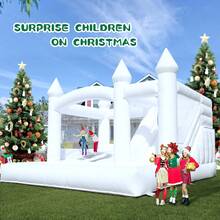 4.5m Backyard Inflatable Castle For Kids & Adults, Commercial PVC White Bounce House (950W Blower), Inflatable Slide And Ball Pit, Wedding Party Decoration, Yard Activities, 4.5 X 4.5 X 3m