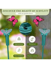6pcs Simulated Solar Colorful Butterfly Garden Decoration Stakes, Outdoor Decorative Ground Plugs, Solar-Powered, Energy-Saving And , Battery-Free, Can Be Powered By No. 7 Batteries, Electric Hummingbird Decoration, Suitable For Landscape Decoration Of Gardens, Terraces, Manors, And Flower Beds