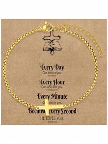 1 件女士十字架仿珍珠青瓷串珠手链套装，时尚西部牛仔风格十字架串珠手链叠戴套装，时尚珠宝礼品，信仰礼品，基督教礼品，友谊礼品