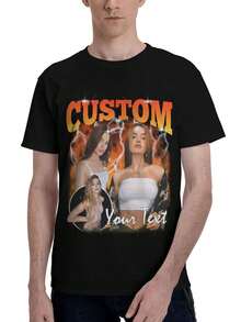 Customized T Shirt Custom Bootleg Rap Tee Shirt For Boyfriend Girlfriend Wife,Family,Personalized Face Tshirt Vintage Graphic T-Shirt Gift Idea For Birthday,Valentine's Day - Black - View 4