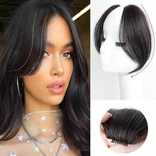 Synthetic False Bangs Hair Extensions Clip In Eight-Character Bangs Part French Natural Fake Fringe Hair Piece For Women Side Bangs Fake Hair