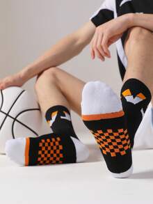 1/3/6 pares de calcetines de baloncesto con bloqueo de color