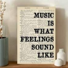 1 Stück, bedruckter Musikzitat-Leinwanddruck - Rahmenlos für Wand-Kunst in Wohnzimmer, Schlafzimmer, Restaurant, Badezimmer, Büro und mehr - zeitgenössische Heimdekoration Geschenk - "Musik ist der Klang des Gefühls"