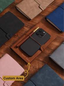 1pc Customized A6 Leather Notebook With Elastic Band, Personalized Text/Name Engraving, Bookmark/Inner Pocket, Retro Soft Cover Diary Notebook, Suitable For Business, University Notes, Journaling, Teacher's Day, Birthday, Valentine's Day, Graduation, Back To School Gifts For Students, Teachers, Friends, Couples, Colleagues, Bosses
