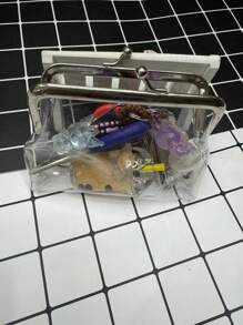 1pc Retro Coin Purse, Women's Short Wallet, Retro Transparent Coin Purse, Portable Mini Cosmetic Bag, Women's Travel Cosmetic Bag, Coin Purse, Exquisite And Easy To Carry, Travel, Home Storage, Travel Essential, Dormitory Supplies, Wedding Bride Gift, Mother's Day Gift, Best Friend Gift, Birthday Gift, Souvenir - Clear - View 5