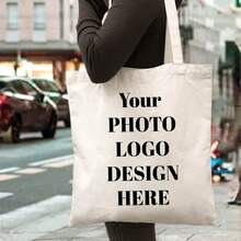 Customizable Canvas Tote Bag With Your Logo - Personalized Business Promotional Gift, Trade Show, Or Shopping Bag, High-Quality Print, Durable Handles, Custom Text Option, Logo Tote Bag, The Product Is A Printed Product - Multicolor - View 5