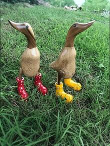 1 件现代树脂橡皮鸭 - 卡通收藏雕像，秋季家居装饰，用于花园装饰、花园配件、房间装饰、客厅装饰、家居装饰、工艺品用品。 - 彩色 - 查看 2