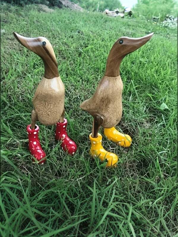 قطعة واحدة تمثال بطة مطاطية حديثة من الراتنج - تمثال كرتوني للجمع، ديكور منزلي للخريف لديكور الحديقة، اكسسوارات الحديقة، ديكور الغرفة، ديكور غرفة المعيشة، ديكور المنزل، مستلزمات الحرف اليدوية.