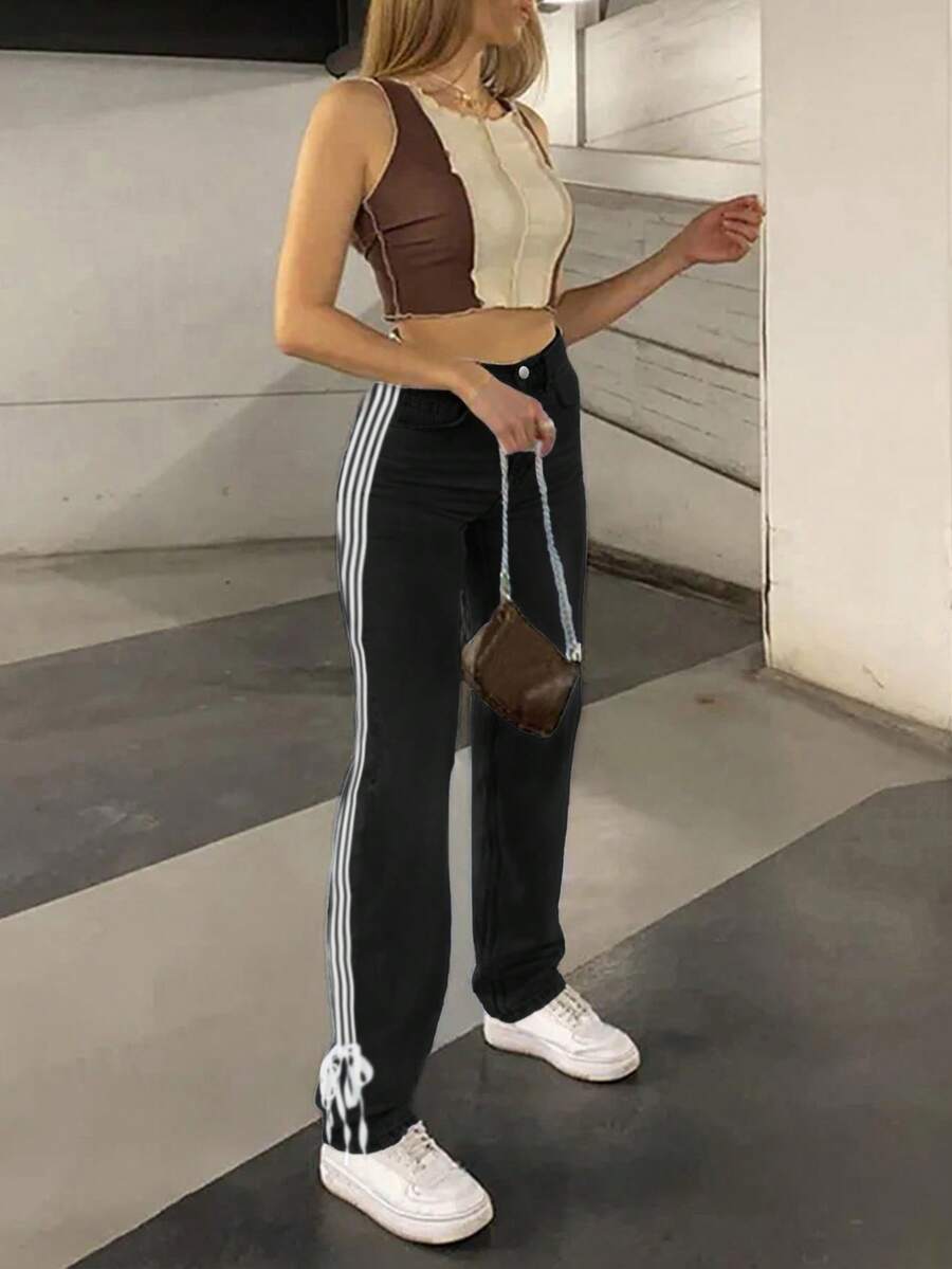 Cross-Border Explosion Hot Girl Ribbon Bow Casual Women's Straight Jeans