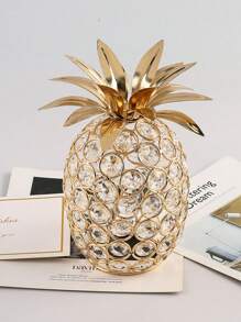 3pcs Crystal Metal Pineapple Table Centerpiece Handmade Crystal Candle Holder Hollow Fruit Decoration Home Party Wedding Holiday Bar Decoration(Product Features Slight Scratches Are Normal And Will Not Affect Normal Use)