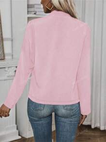 Women's Solid Color Button Front Long Sleeve Lightweight Jacket, Spring/Autumn