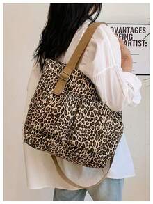 (2210)Fashion Leopard Print Women's Crossbody Bag,Multi-Pocket Design,Zipper Opening - 卡其色 - 查看 1