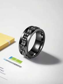 1 szt. Obrotowy pierścień zębaty ze stali tytanowej, pierścień na palec z motywem koła zębatego łagodzącego stres i przeciwlękowego